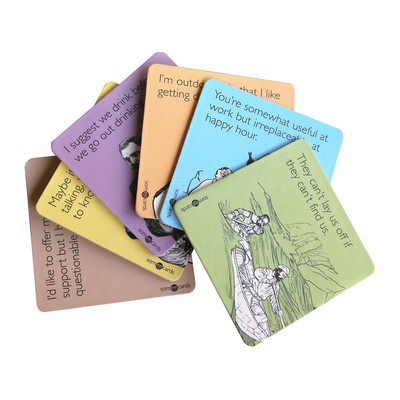 Full Color Imprint 60 Point Square 4" Pulp Board Coaster Or Paper Coaster