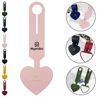 Heart-Shaped Luggage Tag- Durable Leather Travel ID Card Holder