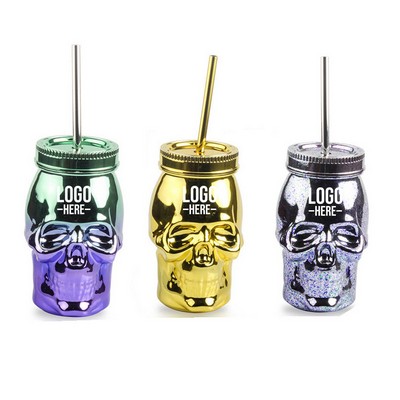 Halloween 16oz Plastic Skull Cup with Lid and Straw