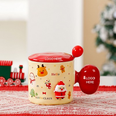 Christmas Ins-Style Ceramic Mug with Lid for Couples Home Drinkware Gift Box Limited Edition