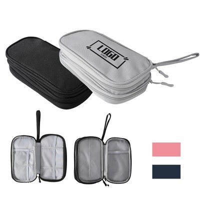 Travel Tech Bag Organizer with Elastic Loops and Mesh Pockets