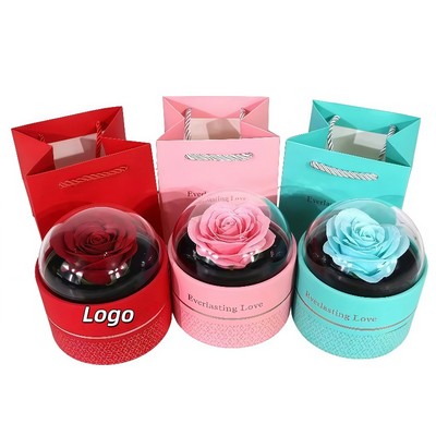 Valentine's Single Preserved Rose Cylinder Gift Box with Tray