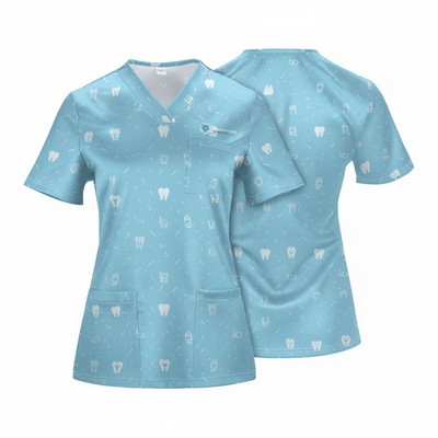 Unisex V-Neck Scrubs Top w/ Pockets