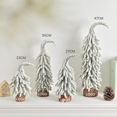 Flocked Snowy Desktop Christmas Tree Creative Tilted Ornament 23-47cm