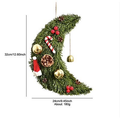Christmas Moon Pinecone Ornament Wreath Hanging Decor