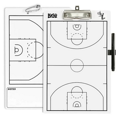 Double-Sided Dry Erase Basketball Coach Clipboard