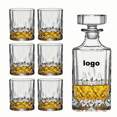 Crystal Glass Diamond Cut Whiskey Tumbler Set with Gift Box