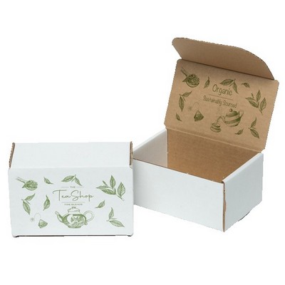 One Color White Display Mailer Box w/1 Sided Imprint On Inside (6" x 4" x 3")