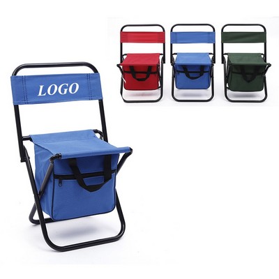 Folding Camping Chair With Backrest And Storage Pouch