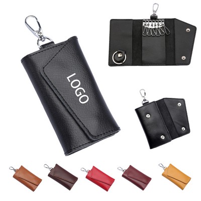 Genuine Leather Key Holder with Snap Closure