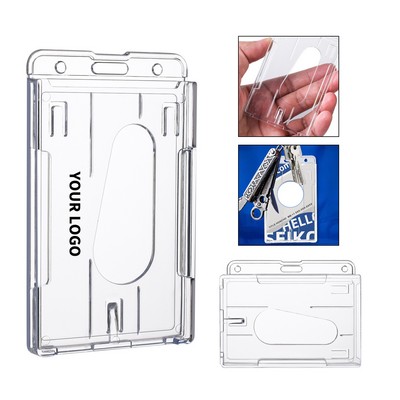 Hard Plastic ID Card Holder Thumb Slot Design