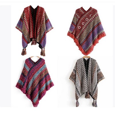 Knitted Shawl Tassel Cardigan