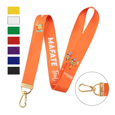 3/4" Full Color Polyester Lanyard w/ Gold Swivel J Hook
