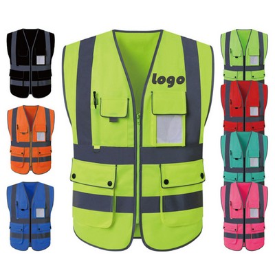Ultra-Visible Safety Vest with Zippers and Ample Pockets