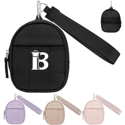Polyester Mini Backpack Style Keychain Wallet w/ Wristlet