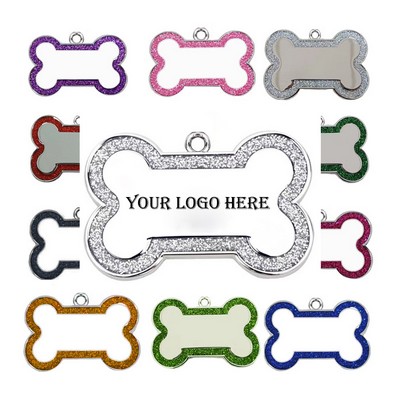 Glitter Bone Shape Pet ID Name Tag