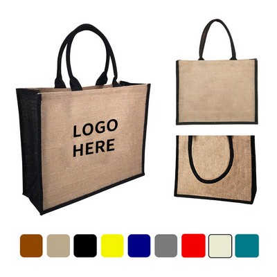 Midsize Earth-Tone Jute Tote