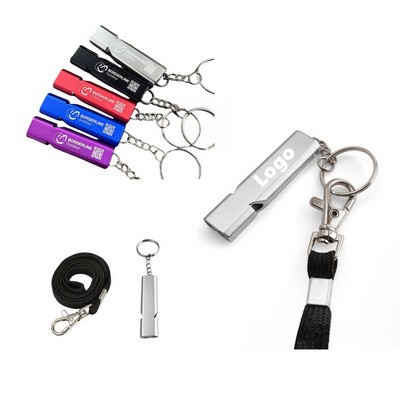 Outdoor Emergency High-Frequency Survival Metal Whistle w/ Lanyard and Keychain