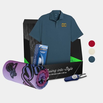 PUMA® Modalon Men's Polo Shirt, Towel, Srixon® Golf Balls & Pitchfix® Icon Divot Tool Gift Set