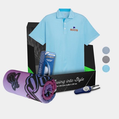 PUMA® Isle Pique Men's Polo Shirt, Towel, Srixon® Golf Balls & Pitchfix® Icon Divot Tool Gift Set