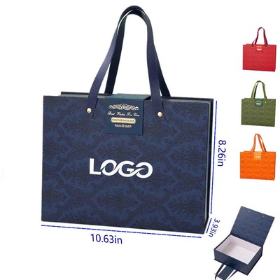 Premium Portable Magnetic Gift Box With Leather Handle