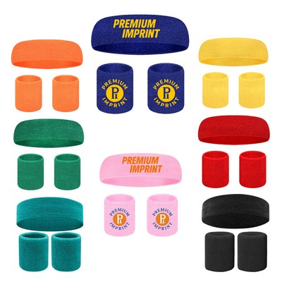 Sports Headband and Wristband Set with Custom Embroidery