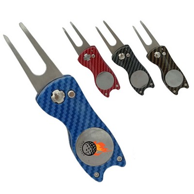 Carbon Fiber Pattern Magnetic Golf Repair Tool