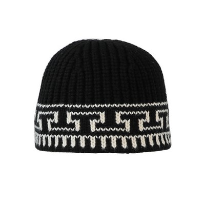 Retro Jacquard Knit Bucket Hat Winter Warm Ear Protection Fishermen Hat Versatile Oversized