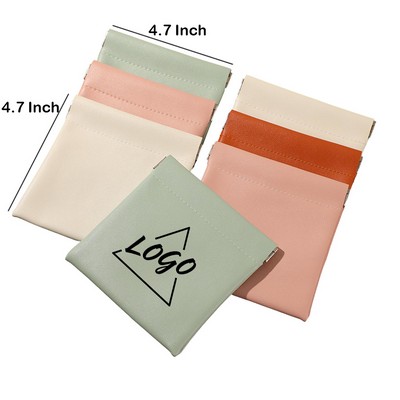 PU Leather Portable Waterproof Self Closing Pocket Cosmetic Bag