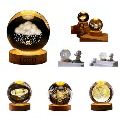 White Crystal Carved Luminous Night Light Gift