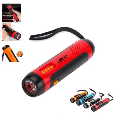 Emergency Flashlight With Weather Radio USB Phone Charger Hand Crank Generator
