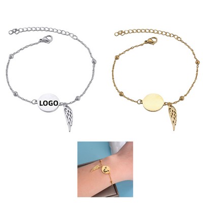 Metal Feather Disc Bracelet