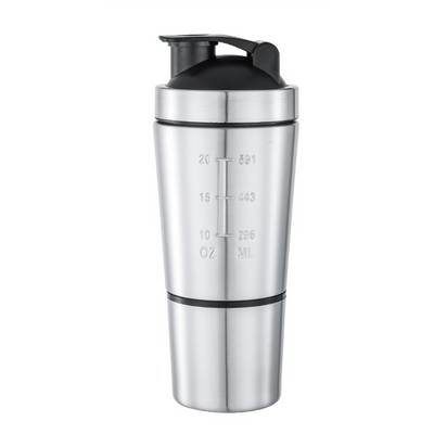 20oz Stainless Steel Shaker Bottle with Storage Bottom