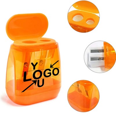 Dual Hole Pencil Sharpener with Lid