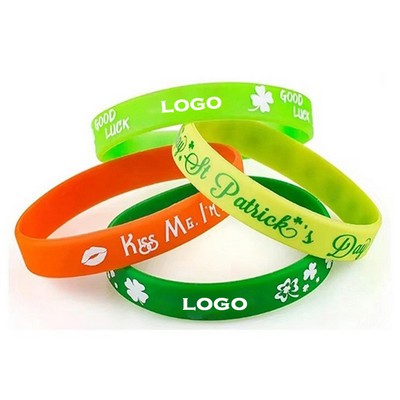 8" St. Patrick'S Day Clover Silicone Wristband