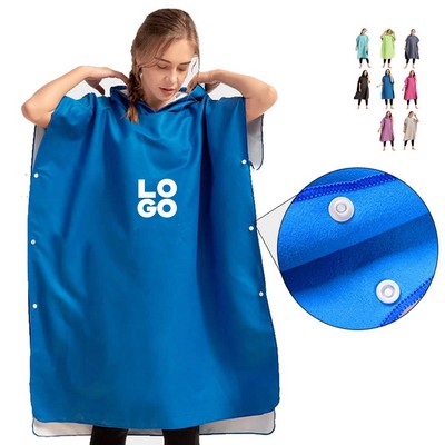 Micro-fiber Bathrobe Poncho With Hood