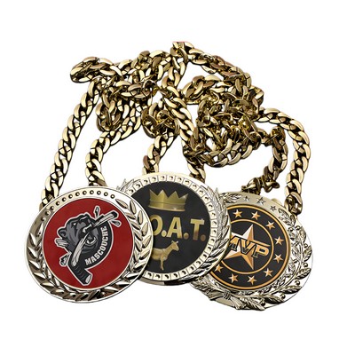 Sports Bigs Chain Gold Medal Champ Award Necklace
