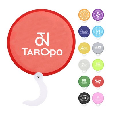 11" Collapsible Round Fabric Hand Fan