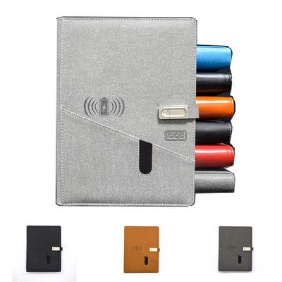 PU Leather Wireless Charging Notebook