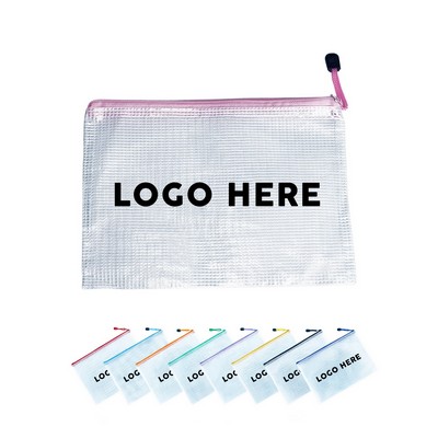 A4 PVC Zipper File Mesh Bag