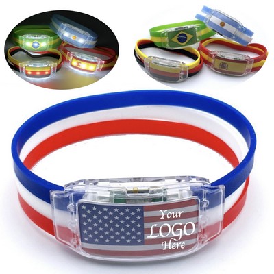World Cup National Flag LED Silicone Wristband