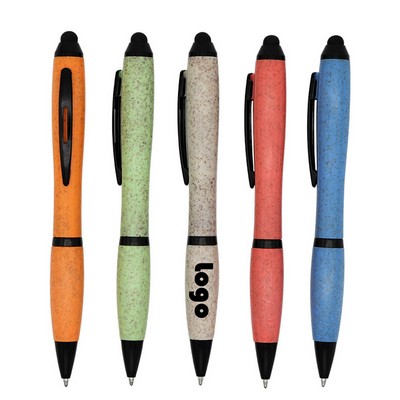 Wheat-straw Stick Pen Ellipse Softy W/ Stylus Pen