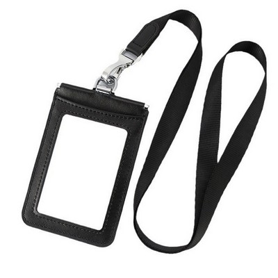 Vertical Employee ID Holder — Genuine Leather