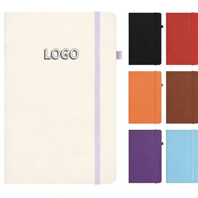 A5 Hardcover Notebook with Elastic Band, Premium PU Cover, Smooth Writing Journal