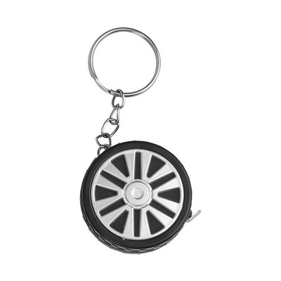 Tire-Shaped Mini Tape Measure Keychain (3ft/1m)