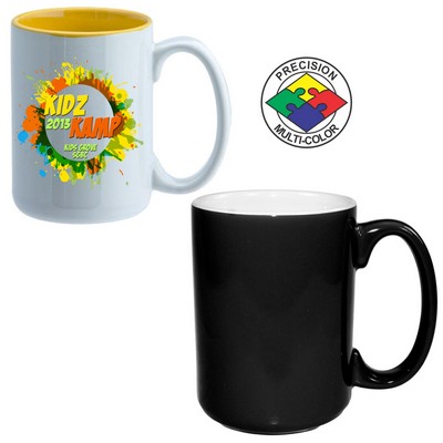 15 Oz. Black & White Two Tone El Grande Mug - Dishwasher Safe - Precision Spot Color
