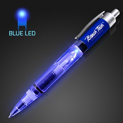 Blue Light Up Plastic Pen - PRINTED