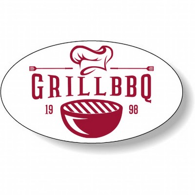 White Gloss Block-Out Flexo-Printed Stock Oval Roll Labels (1.125"x2")