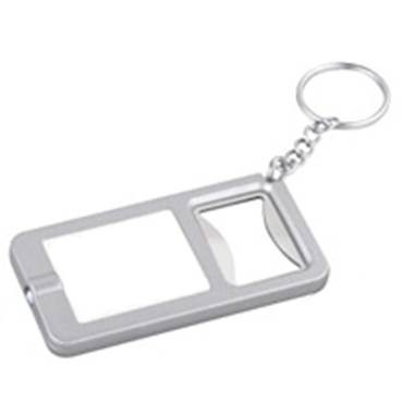 Key Tag/Bottle Opener/White LED - White - 2-7/8" Rectangle
