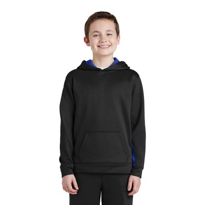 Sport-Tek® Youth Sport-Wick® Fleece Colorblock Hooded Pullover.